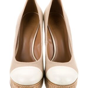 Tory Burch Beige and White Platform Shoes